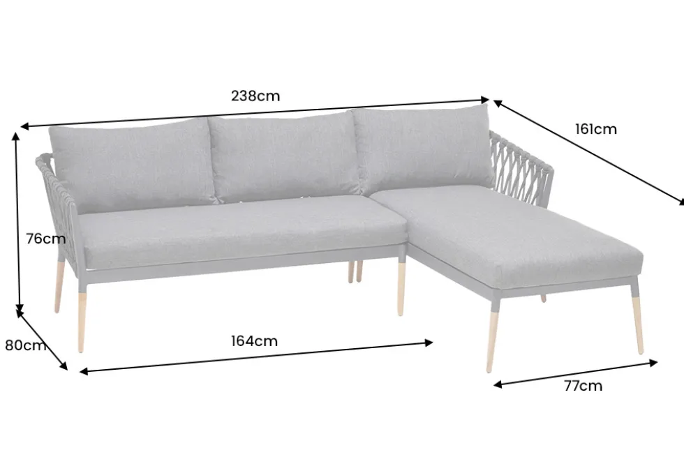 Outdoor Gartenlounge IPANEMA 240cm anthrazit Aluminium Teakholz wetterfest