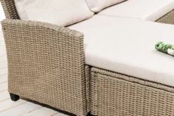 Outdoor Garten-Lounge MONACO 190cm natur Polyrattan Sitzecke inkl. Kissen wetterfest