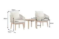 Outdoor Gartenlounge ROPE natur taupe Akazie 2er-Sitzgruppe inkl. Tisch und Kissen