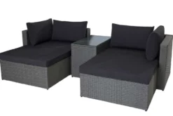 Outdoor Gartenlounge Set XXL MODULAR grau Polyrattan Sitzgruppe wetterfest inkl. Kissen