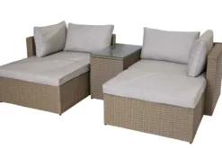 Outdoor Gartenlounge Set XXL MODULAR natur Polyrattan Sitzgruppe wetterfest inkl. Kissen