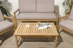 Outdoor Garten-Sitzgruppe BALI 110cm natur beige Akazie Massivholz wetterfest