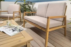Outdoor Garten-Sitzgruppe BALI 110cm natur beige Akazie Massivholz wetterfest