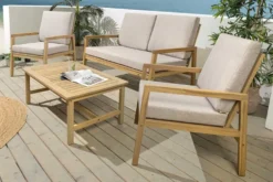 Outdoor Garten-Sitzgruppe BALI 110cm natur beige Akazie Massivholz wetterfest