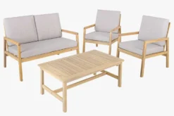 Outdoor Garten-Sitzgruppe BALI 110cm natur beige Akazie Massivholz wetterfest
