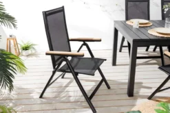 Outdoor Gartenstuhl DESIGNO anthrazit Aluminium klappbar wetterfest Hochlehner