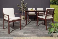 Outdoor Gartenstuhl KOPENHAGEN beige braun Akazie honey finish inkl. Kissen stapelbar
