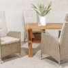 Outdoor Gartenstuhl SYLT natur beige Polyrattan Hochlehner mit Armlehne verstellbar wetterfest