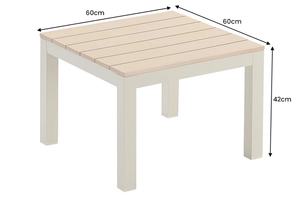 Outdoor Gartentisch ORLANDO LOUNGE 60cm greige natur Aluminium wetterfest