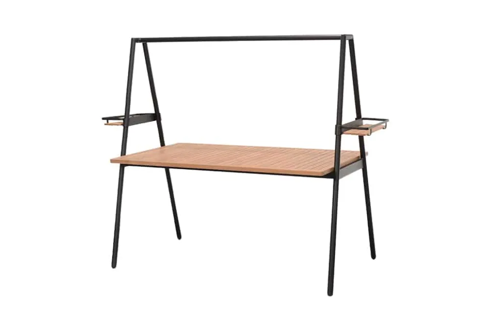 Outdoor Gartentisch RIO 190cm anthrazit Aluminium Massivholz mit Dekostange wetterfest