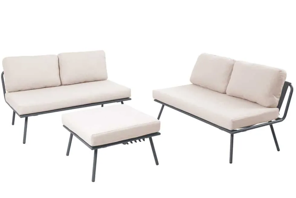 Outdoor Lounge Sitzgruppe MOBILE MODULAR anthrazit hellgrau mit Tisch wetterfest