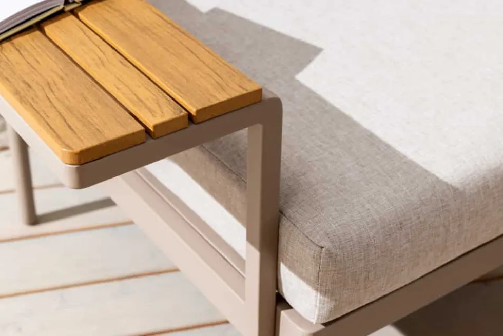 Outdoor Lounge Sitzgruppe MOBILE MODULAR 240cm champagner greige inkl. Kissen