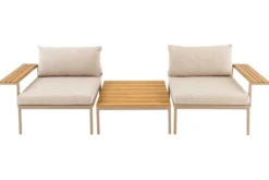 Outdoor Lounge Sitzgruppe MOBILE MODULAR 240cm champagner greige inkl. Kissen