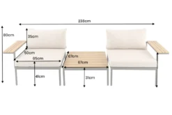 Outdoor Lounge Sitzgruppe MOBILE MODULAR 240cm champagner greige inkl. Kissen