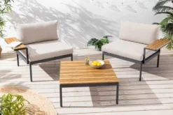 Outdoor Lounge Sitzgruppe MOBILE MODULAR 240cm anthrazit greige inkl. Kissen