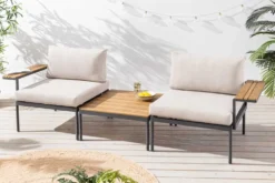 Outdoor Lounge Sitzgruppe MOBILE MODULAR 240cm anthrazit greige inkl. Kissen