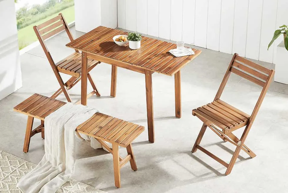 Outdoor Sitzbank BALI 110cm natur honey Akazienholz wetterfest Balkonbank