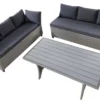 Outdoor Sitzgruppe MONACO 240cm anthrazit Polyrattan Gartenmöbel-Set Ecklounge wetterfest