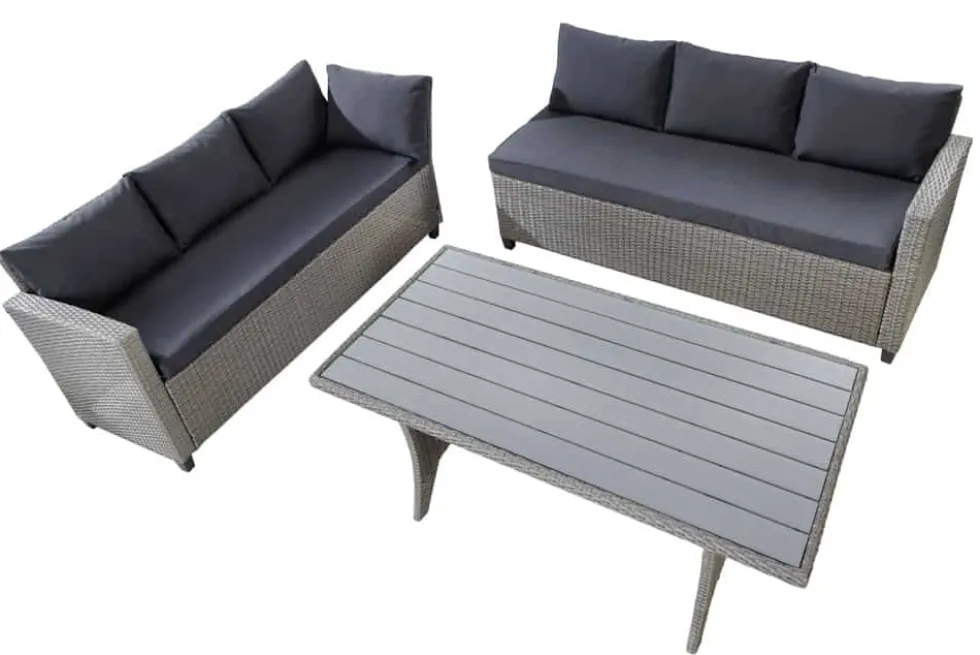 Outdoor Sitzgruppe MONACO 240cm anthrazit Polyrattan Gartenmöbel-Set Ecklounge wetterfest