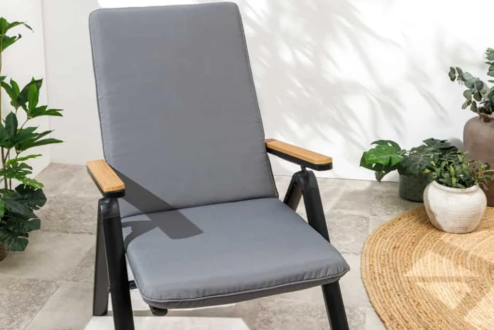 Outdoor Sitzkissen COMFORT LINE 50x122cm anthrazit für Hochlehner-Stuhl Polsterauflage