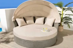 Outdoor Sonneninsel PLAYA LIVING 165cm natur Polyrattan Aluminium inklusive Kissen wetterfest