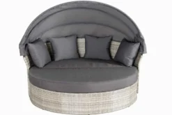 Outdoor Sonneninsel PLAYA LIVING 165cm hellgrau Polyrattan Aluminium inklusive Kissen wetterfest