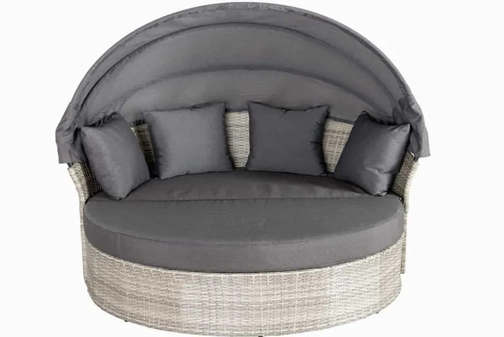 Outdoor Sonneninsel PLAYA LIVING 165cm hellgrau Polyrattan Aluminium inklusive Kissen wetterfest