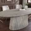 Ovaler Esstisch ART DECO 220cm smoke grau massives Mangoholz mit Säulenfuß