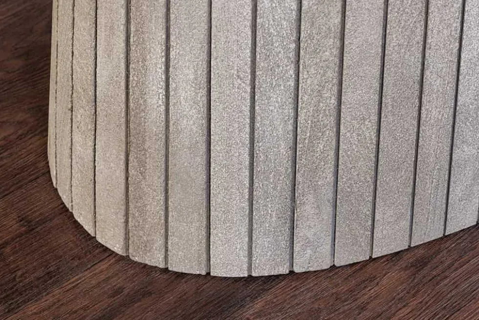Ovaler Esstisch ART DECO 220cm smoke grau massives Mangoholz mit Säulenfuß