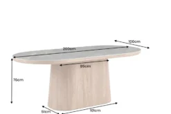 Ovaler Esstisch UNIQUE 200cm grau braun Keramik Walnuss Säulenfuß