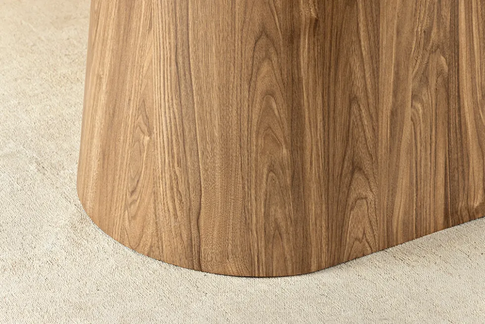 Ovaler Esstisch UNIQUE 200cm grau braun Keramik Walnuss Säulenfuß