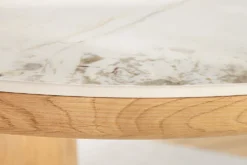 Ovaler Esstisch UNIQUE 200cm weiß natur Keramik Eiche Säulenfuß