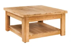 Quadratischer Couchtisch JAVA 70cm natur recyceltes Teakholz mit Ablagefach
