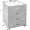 Quadratischer Nachttisch PARIS 55cm grau Samt inkl. Beleuchtung und Schubladen