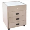Quadratischer Nachttisch TOULOUSE 55cm beige Samt inkl. Beleuchtung und Schubladen