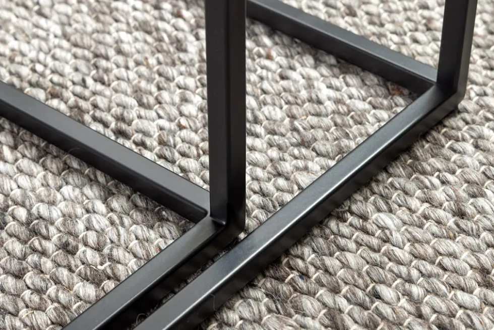 Quadratisches 2er Set Beistelltische MOUNTAIN SOUL 60cm schwarz Naturstein Metall
