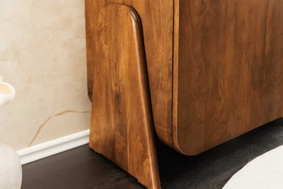 Quadratisches Lowboard BRASIL 75cm braun Mango Massivholz zwei Fächer Schrank