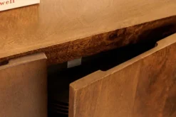 Quadratisches Lowboard BRASIL 75cm braun Mango Massivholz zwei Fächer Schrank
