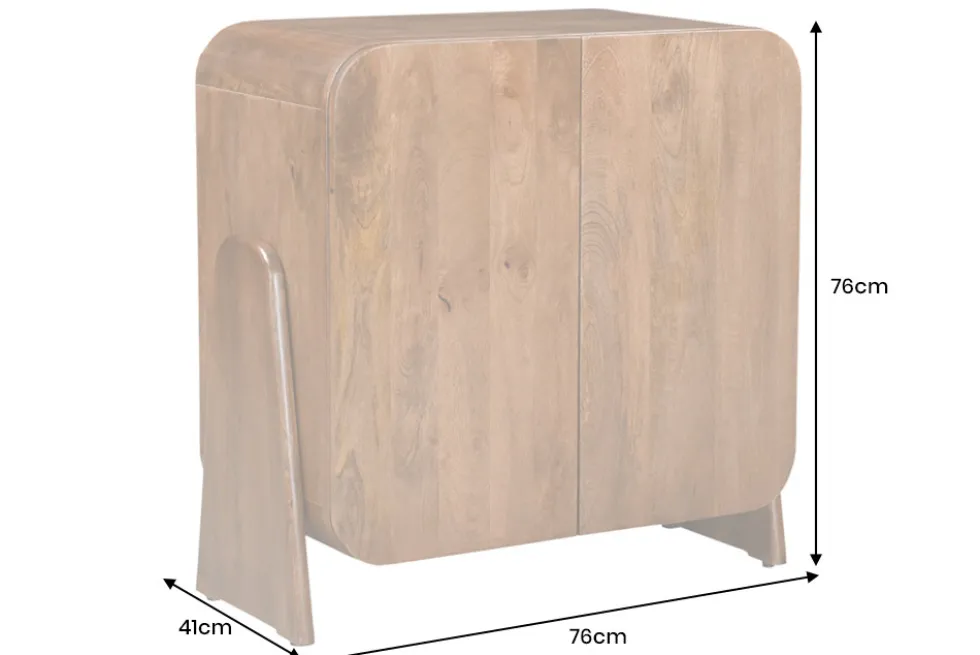 Quadratisches Lowboard BRASIL 75cm braun Mango Massivholz zwei Fächer Schrank