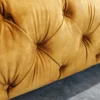 Queensize Doppelbett PARIS 160x200cm senfgelb Samt Chesterfield Design