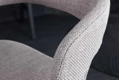Retro Barhocker MANHATTAN grau Strukturstoff Eschenholz drehbar höhenverstellbar