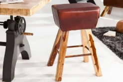 Retro Barhocker TURNBOCK 75cm mit Echtleder Bezug Mangoholz Barstuhl