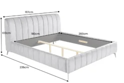 Retro Bett AMSTERDAM 180x200cm grau Samt schwarz Metall Polsterbett