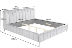 Retro Bett AMSTERDAM 160x200cm grau Samt schwarz Metall Polsterbett