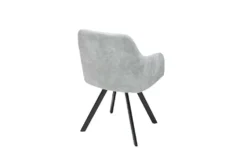 Retro Design Stuhl LUCCA stone grau Microfaser mit Armlehne Steppung gepolstert