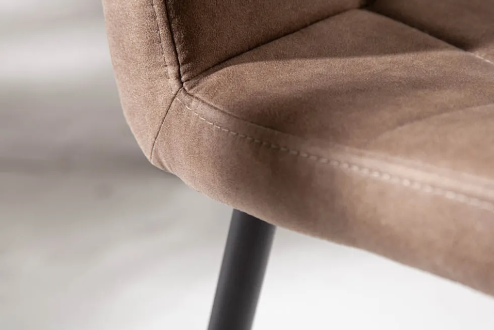 Retro Design Stuhl MODENA antik taupe Microfaser mit Ziersteppung
