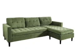 Retro Ecksofa STOCKHOLM 220cm grün Cordstoff Federkern 3-Sitzer
