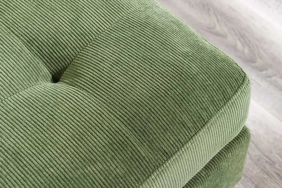 Retro Ecksofa STOCKHOLM 220cm grün Cordstoff Federkern 3-Sitzer