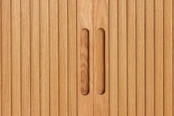 Retro Highboard VALHALLA WOOD 110cm natur Eichenholz mit Schiebetüren