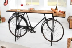 Retro Konsolentisch BICYCLE 195cm Mangoholz Fahrrad Bartisch Upcycling